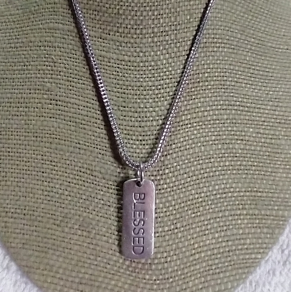 Silvertone blessed necklace christian catholic religious positivity affirmation - Picture 1 of 3